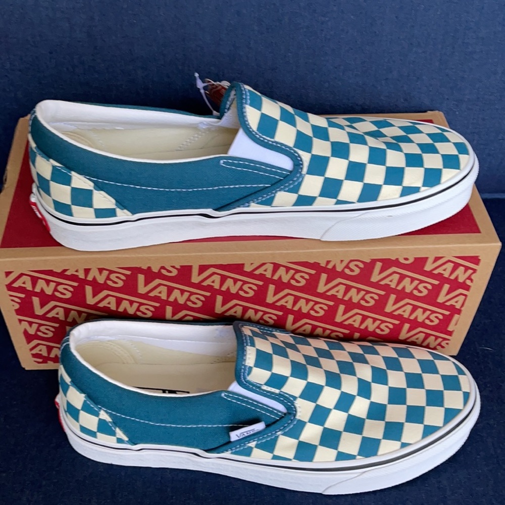Vans Classic Slip-On Checkerboard Blue Coral/True White WMNS - Picture 2 of 16